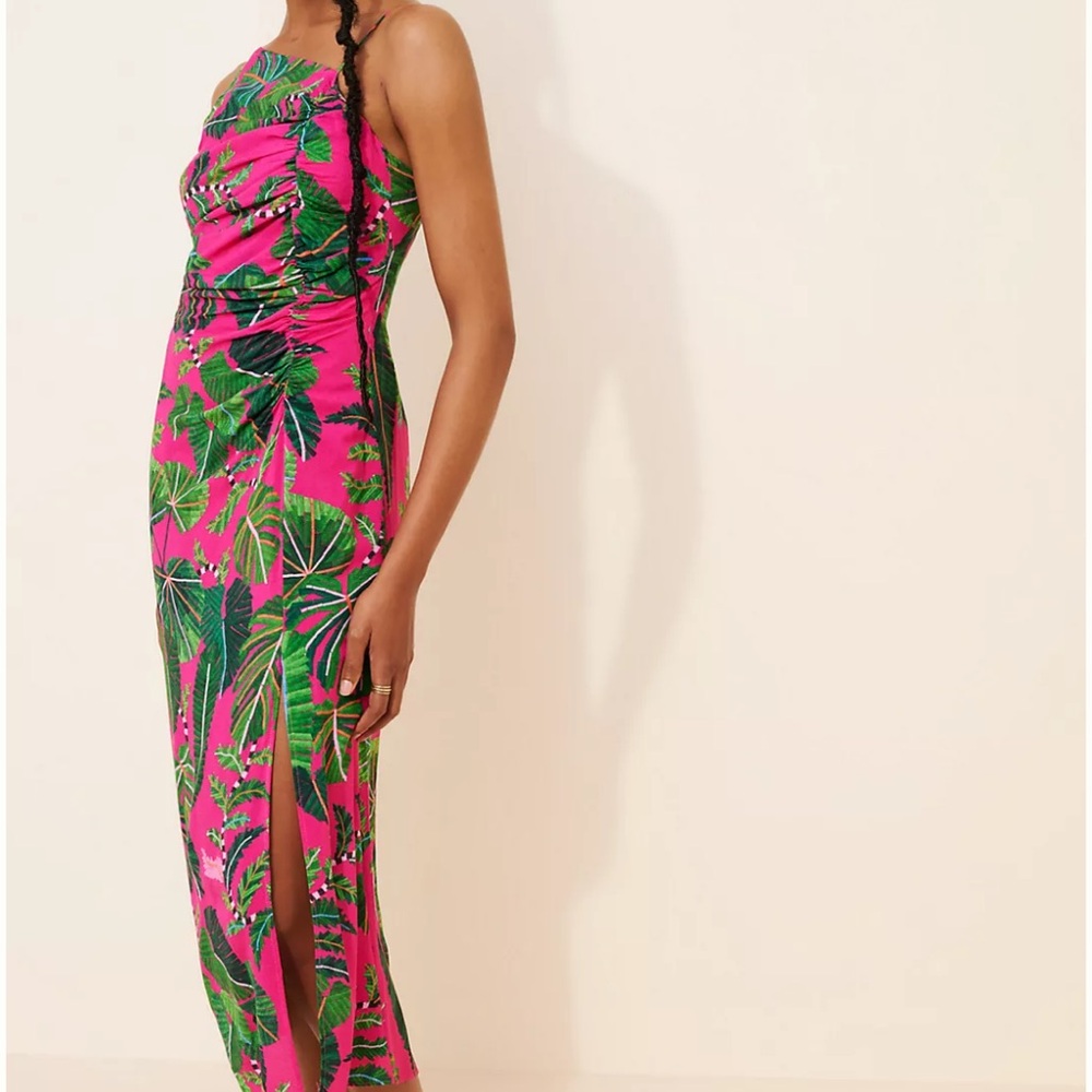 FARM Rio Pink and Green Midi Dress